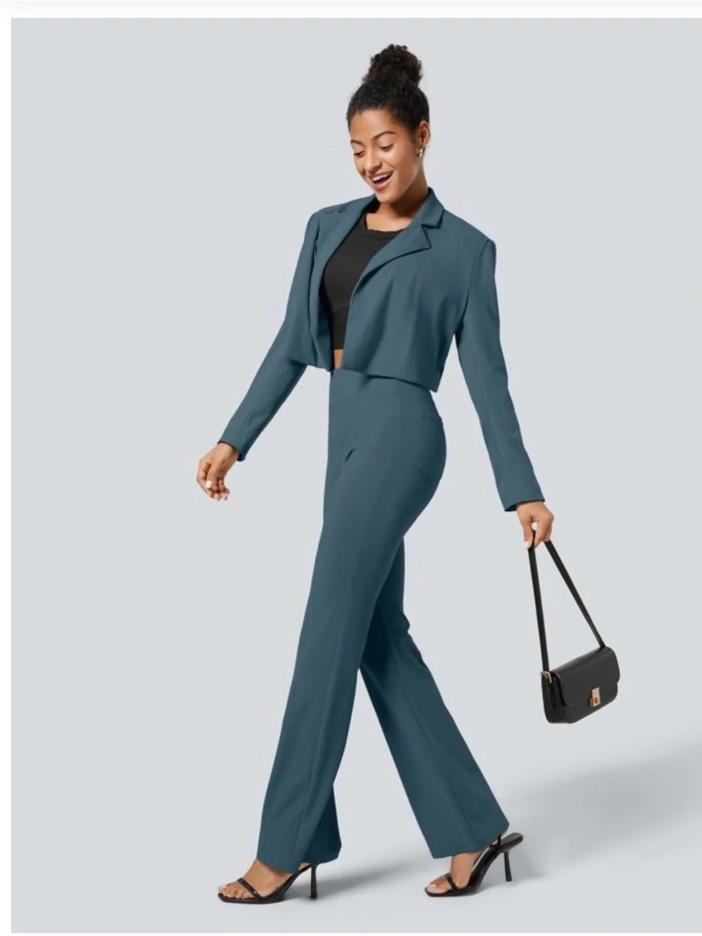 HALARA High-Waist Flared Pants in Slate Blue XS Tall *free Halara Scrunchie